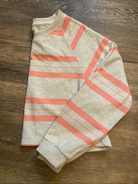Cropped crewneck sweatshirt-  Coral Stripes